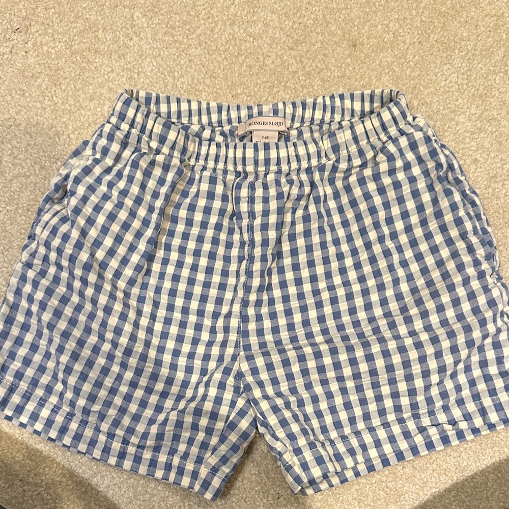 Blue and White Checkered Kids Shorts